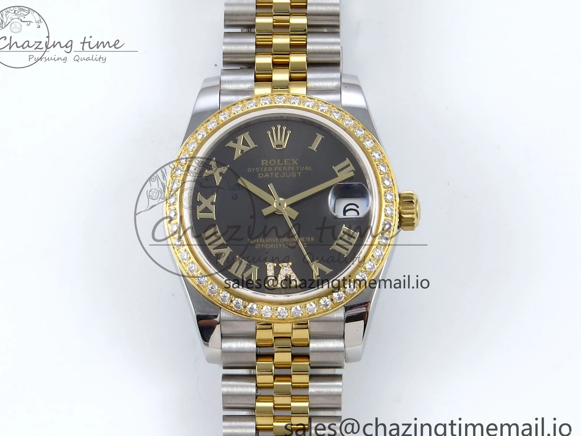 JARF 904L YG Diamonds SS Jubilee Edition Gray 278383RBR Roman 1:1 Best 31 on Steel Bracelet DateJust Dial HZ2236 0502